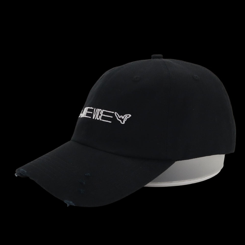 DISTRESSED BLACK CAP